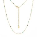 French vintage stainless steel gold necklace with adjustable green enamel beads charm - Spring Collection SL920-spring