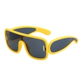 Fashionable oversized wrap sunglasses with bright yellow frame and dark grey lenses - Yellow Frame Grey Lens