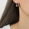 Collier pendentif chic en pierre naturelle et boucles d'oreilles gemme bleue assorties - Boucles d'Oreilles (F1046) / Boucles d'oreilles dorées