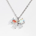 Silver chain necklace with a butterfly pendant featuring sparkling crystals and opal stones - Silver Butterfly (Rainbow Opal/Purple) - Style 6