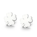 Minimalistische silberne Kleeblatt-Ohrstecker aus poliertem Edelstahl für Damen - Silber Kleeblatt (KE71033-Z)