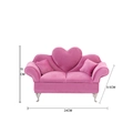 Pink velvet mini sofa jewelry box with heart backrest and size dimensions - Rose Pink Chaise Longue