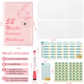 Pink PU leather A5 binder kit for 52 week savings challenge with cash envelopes - Pink