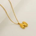 Golden stainless steel necklace featuring a 3D bubble puff letter N pendant - Letter N / Gold