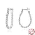 Pendientes de aro en plata de ley S925 con circonitas blancas redondas de 2,5 mm - Plata