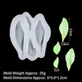 Leaf shaped silicone mold with three cavities and green finished leaf specimens - Leaf / Clear