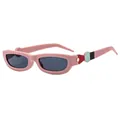 Lunettes de soleil œil-de-chat vintage pour femmes avec monture rose et branches décorées - Feuille Grise De Poudre De Racine De Lotus C3