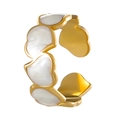 Irregular heart-shaped open ring in gold finish with sparkling white resin inlay - 19 KC Gold WG-0211
