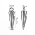 Polierter silberner Kegelanhänger aus Edelstahl für DIY-Schmuck in 10,5mm Größe - Kleiner Ring 4x10.5mm / Stahlfarbe