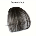 Natural brown-black air bangs hair extension made of synthetic fiber with sideburns - No Sideburns - Brown Black