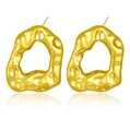 Luxury gold irregular wavy liquid metal hoop earrings in polished stainless steel finish - Liquid Metal Irregular Hoop