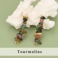 Handcrafted multi-color tourmaline stone connector with gold loops on sage green base - 22S Tourmaline (Set of 4)