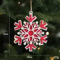 Red and white wooden snowflake ornament 10cm for Christmas tree decoration - Red Type B