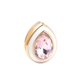 Pink faceted crystal teardrop bead charm with white enamel and gold metal finish - Gold Teardrop White Edge Pink Crystal