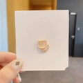 Cute golden cat brooch pin featuring a polished cat's eye stone and sparkling rhinestones - Little Cat Style