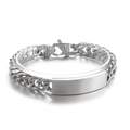 Bracciale a catena cubana in acciaio inossidabile argento lucido con piastra rettangolare - Chiusura Decorativa Colore Acciaio (KB162519-Z)