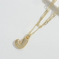 Double-layer gold chain necklace with a crystal-studded bubble letter J pendant - Letter J
