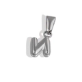 Polished silver stainless steel bubble letter N pendant with durable jump ring charm - N-Steel