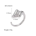 Détails d'une bague ouverte en acier argenté avec dimensions et poids du produit - Torsadé Alterné / Argent