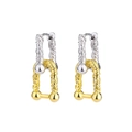Orecchini a ferro di cavallo con rilievo vintage e finitura bicolore oro e argento - Oro