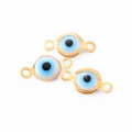 Golden stainless steel evil eye connector charm for DIY bracelet and jewelry making - White