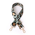 Adjustable bohemian nylon shoulder strap featuring blue leopard print and gold hardware - 1002 Leopard Green