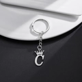 Portachiavi lettera C argento con corona in acciaio inossidabile lucido - Lettera C Stile Corona (C)