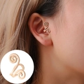 Ear cuff a spirale dorata minimalista con diamanti per orecchie senza buco - Oro 0377
