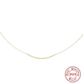 Collier barre minimaliste en argent sterling S925 avec pendentif arc doré poli pour femme - Barre Courbée / Doré