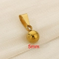 5mm golden stainless steel spherical ball pendant with trapezoidal clasp on fabric - Gold 5mm Round Ball Pendant (KP120434-Z)