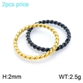 2mm stackable twisted rope rings in gold and matte black stainless steel set - US 7