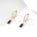 Elegante goldene Ohrringe mit rechteckigem schwarzem Zirkonia-Anhänger im Minimal-Stil - Gold + Schwarzer Zirkon