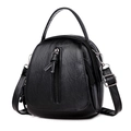 Women's black textured leather multi-compartment crossbody phone bag and mini backpack - Black