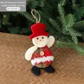 Pendaglio pupazzo di neve in tessuto fatto a mano con cappello di velluto rosso e quadri - Pupazzo di Neve Cappello Rosso (Senza Campanello)