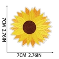 Dettaglio della toppa ricamata a girasole con dimensioni della misura 7cm per 7cm - Stile Fiore di Girasole (W18MF-125-01)