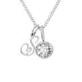 Collier en acier argenté avec lettre S cursive et pendentif rond serti d'un cristal - Lettre S / Argent