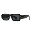 Classic square black sunglasses with iconic gold arrow rivets and grey lenses - Black Frame Grey Lens