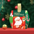 Scatola regalo di Babbo Natale con manico dorato e illustrazioni festive rosse - Babbo Natale con scatola regalo