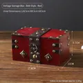 Vintage style red wooden jewelry storage box with metal rivets and antique latch detail - Retro Storage Box - Belt Style - Red