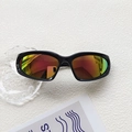 Kids' retro rectangular sunglasses with black frame and colorful mirror lenses - Black Frame Red Mirrored Lens
