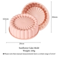 Pink sunflower silicone cake mold, 20cm diameter sun flower mousse baking tool - Beige Sunflower Hat