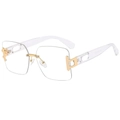 Fashion rimless square sunglasses with gold metal hinges and transparent frames - Gold Frame Clear Lens