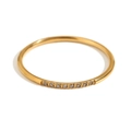 Minimalist 18K gold plated stainless steel ring with micro-set crystals for women - US 6 / 8 Stones Thin Ring