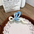 Blue and white gradient bow hair claw clip in glossy finish for elegant women hair styling - Ribbon Bow Yellow Blue
