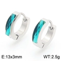Teal zircon silver hoop earrings with a 13x3mm square cut crystal for men and women - Silver-Lake Blue Style(KE118304-TGD)