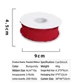 Linen style wine red ruffled ribbon 4.5cm wide for flower bouquet and gift wrapping - 4cm Cardboard Roll / Burgundy
