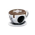 925 silver bead charm shaped as a coffee cup with brown enamel and snowflake patterns - Winter Coffee BSC361