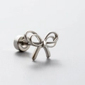 Polished silver titanium steel bow earrings with zircon and screw back for women - Minimalist Polished Bowknot Style (A012-4#)