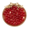 Vibrant red translucent resin round beads in a gold bow metal tray for DIY jewelry making - Faux Jade Glaze Bead - Deep Red