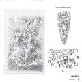 Detailed view of 1440pcs Transparent AB flat bottom nail art rhinestones with macro shots - 1440Pcs Silver Bottom White Rhinestones